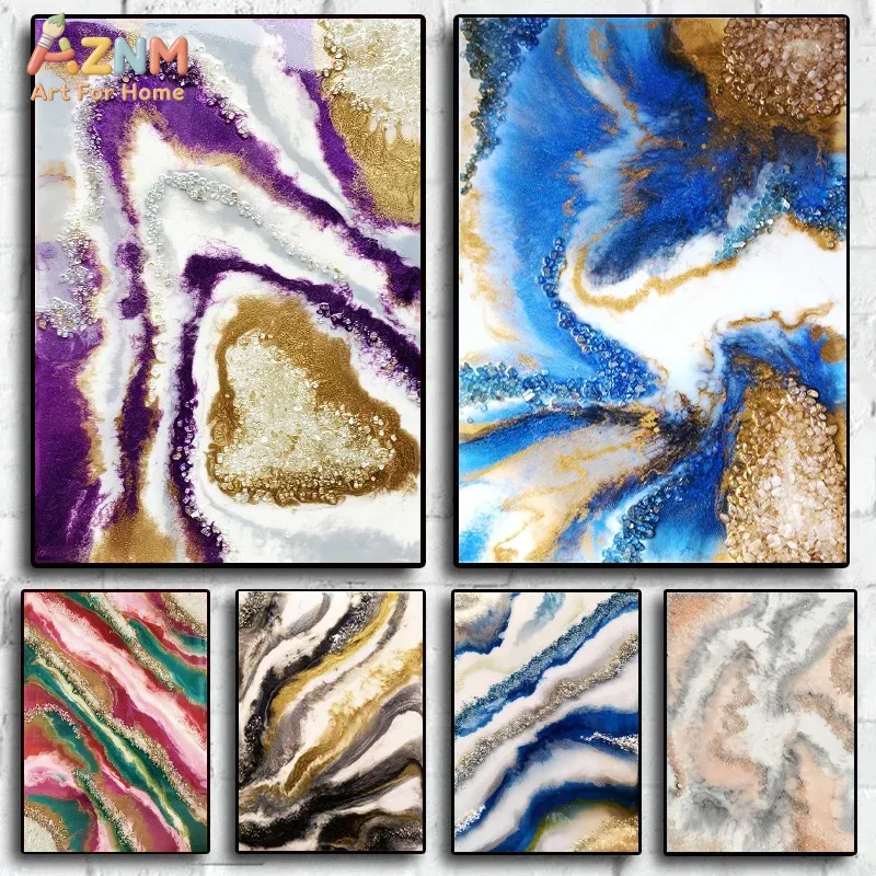 Resin Art Painting - AZNM Resin Geode Agate Canvas Print