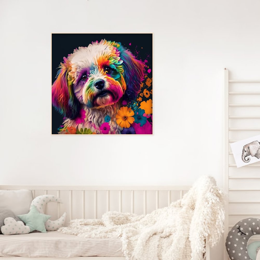 Resin Art Painting - Diamond Painting Family Colorful Cute Dog