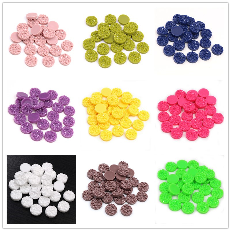 Resin Art Materials Kit - 40pcs Resin Druzy Cabochons Dome 8/10/12mm