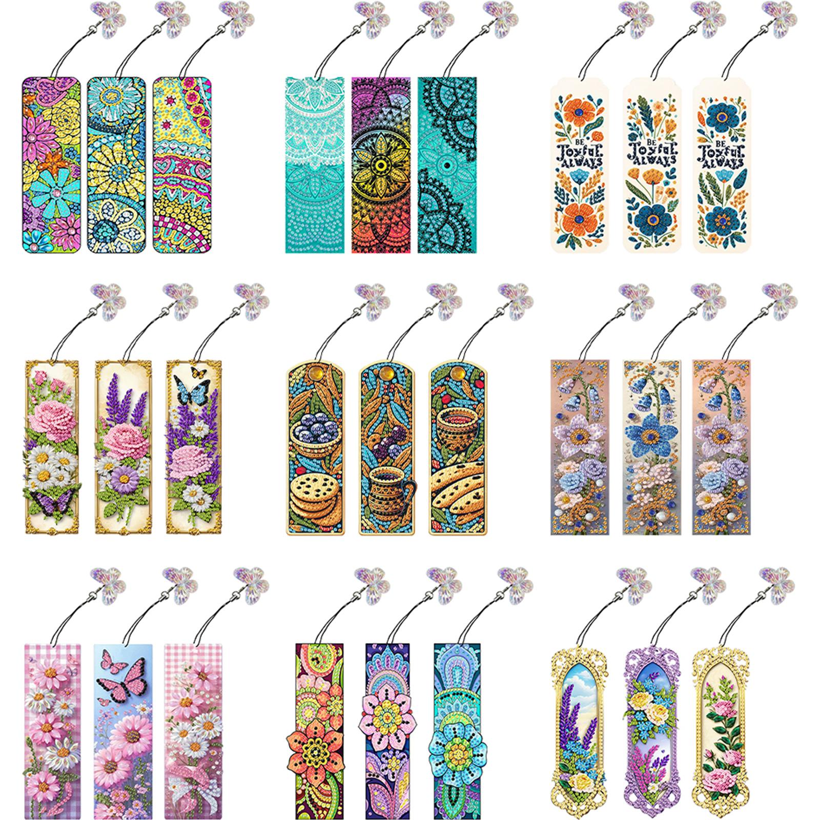 Resin Art Bookmark - 3Pcs Special Shaped Colorful Flower Diamond