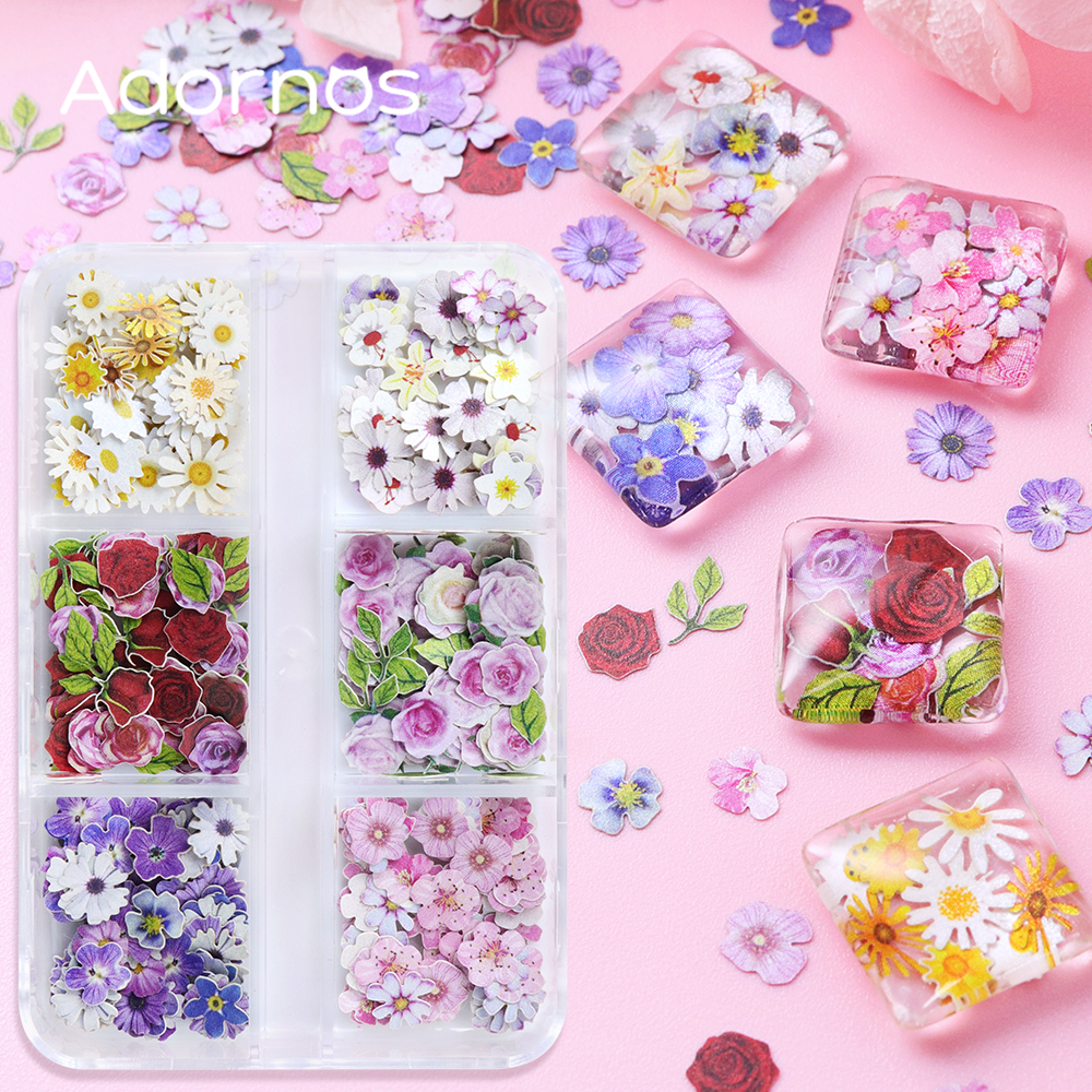 Resin Art With Wood - 6 Grids Flowers Wood Pulp Chips