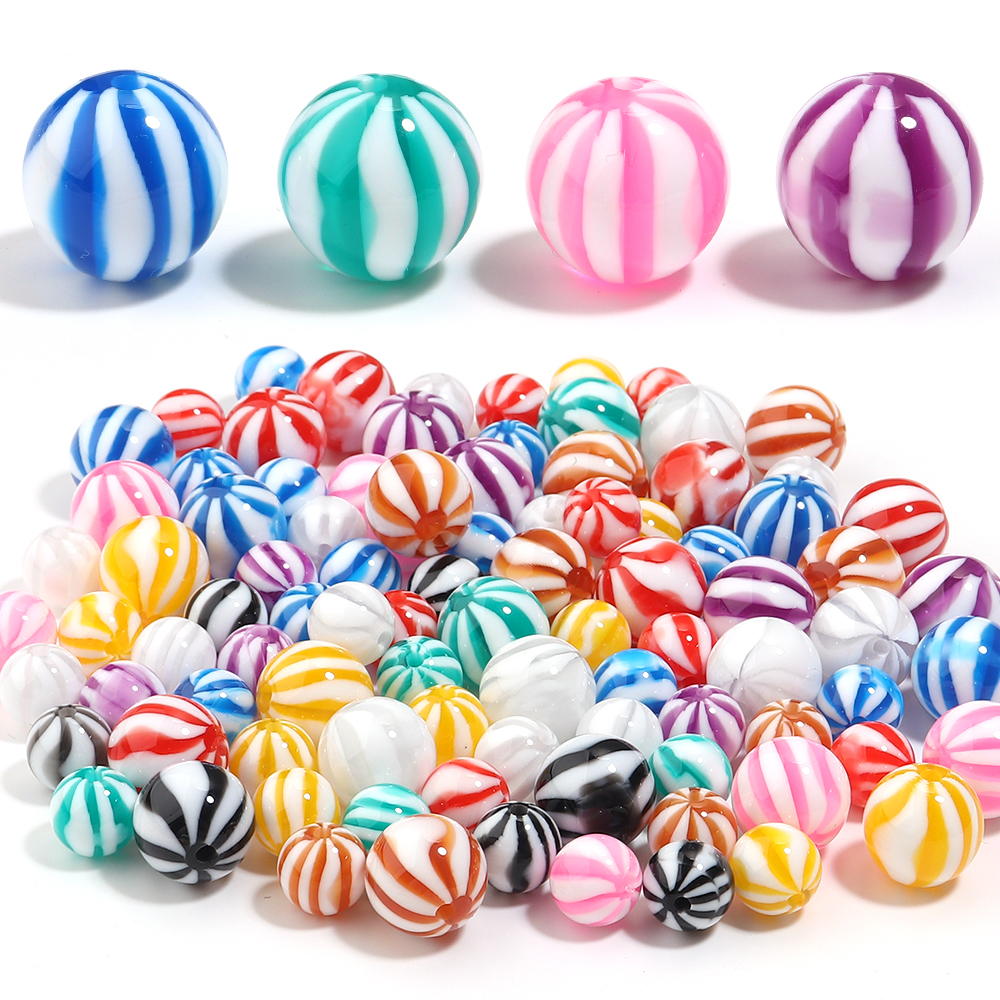 Resin Art Materials Kit - 10-20pcs 12/16mm Candy Colored Striped Beads