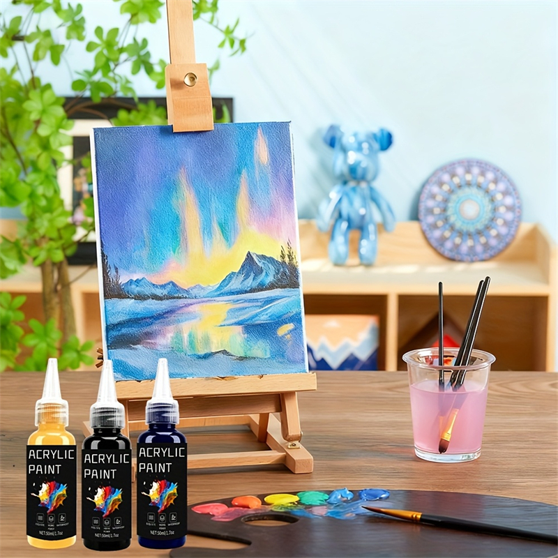 Acrylic Paint Set 6 Colors 50m - Resin Art With Wood ulasan dan harga