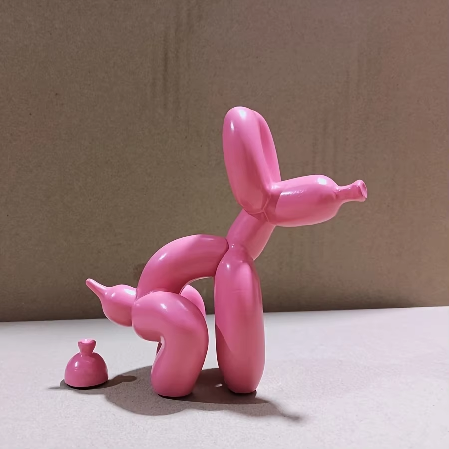 Modern Art Squat Balloon Dog A - Resin Art With Wood ulasan dan harga