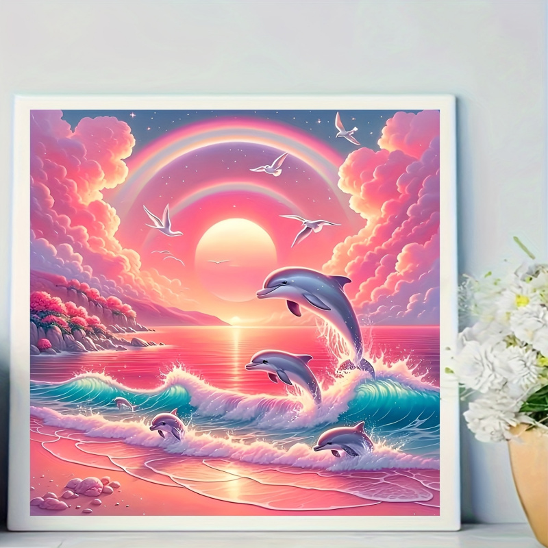 Diamond painting kit, pink sky - Resin Art Canvas ulasan dan harga