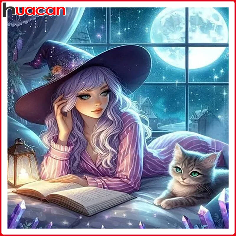 Huacan 5D Girl Cat Diamond Pai - Resin Art Guide Book ulasan dan harga