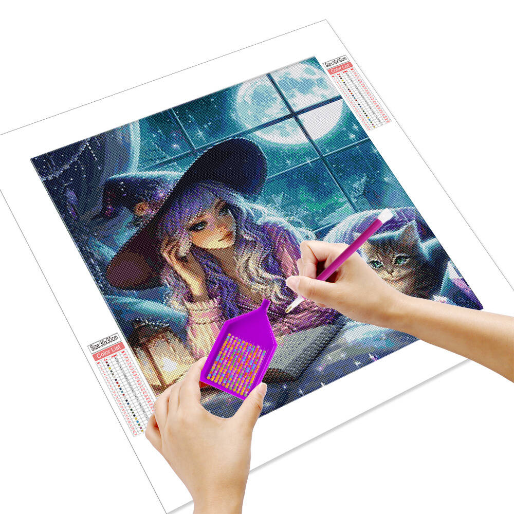 Huacan 5D Girl Cat Diamond Pai - Resin Art Guide Book ulasan dan harga