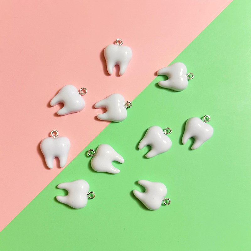 10pcs Cute White Teeth Resin P - Resin Art Materials Kit ulasan dan harga