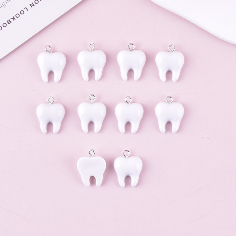 10pcs Cute White Teeth Resin P - Resin Art Materials Kit ulasan dan harga