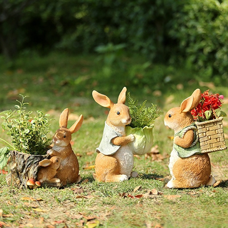 Outdoor Garden Statues Rabbit  - Resin Art And Craft ulasan dan harga