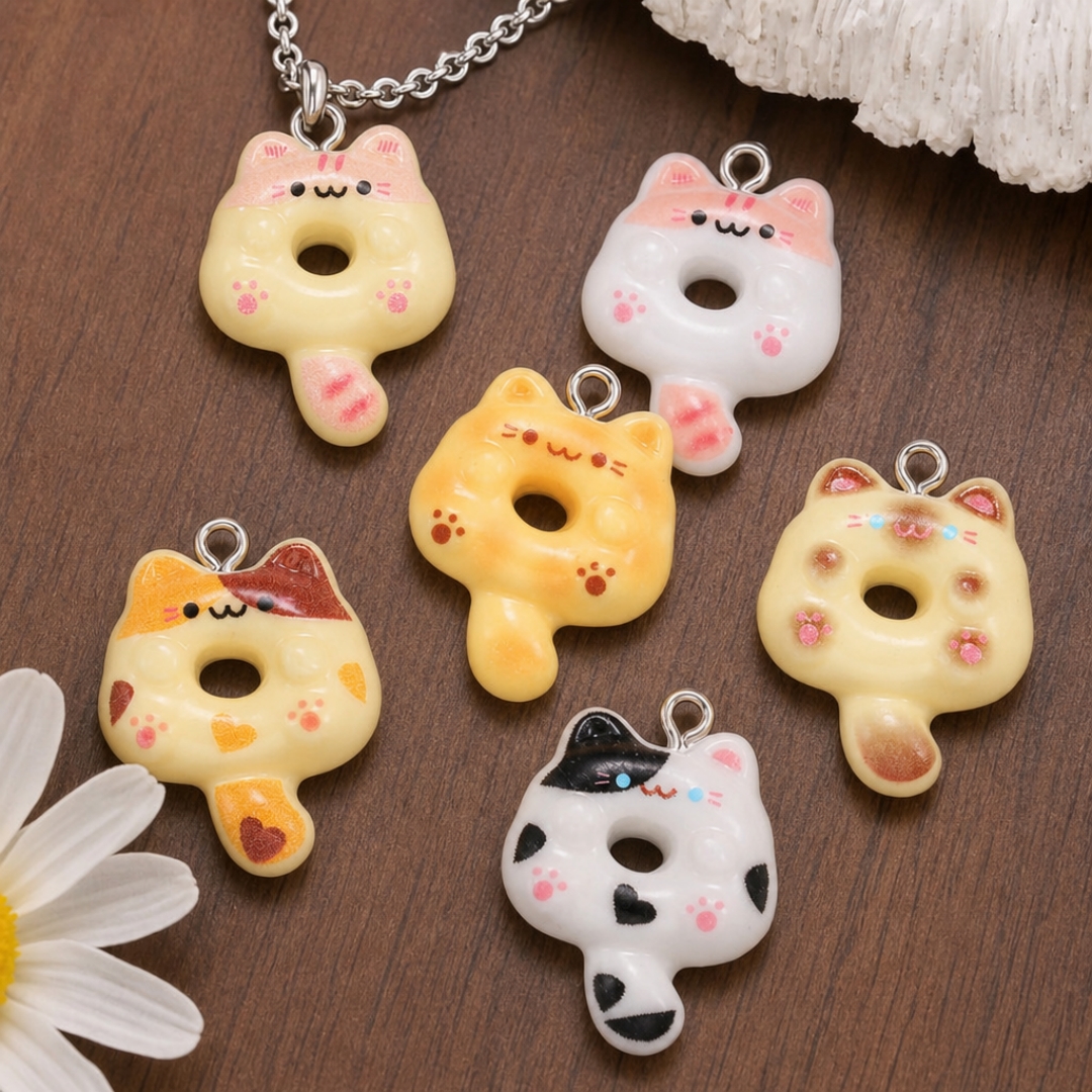 10Pcs Kawaii Cartoon Cat Resin - Resin Art Handmade ulasan dan harga