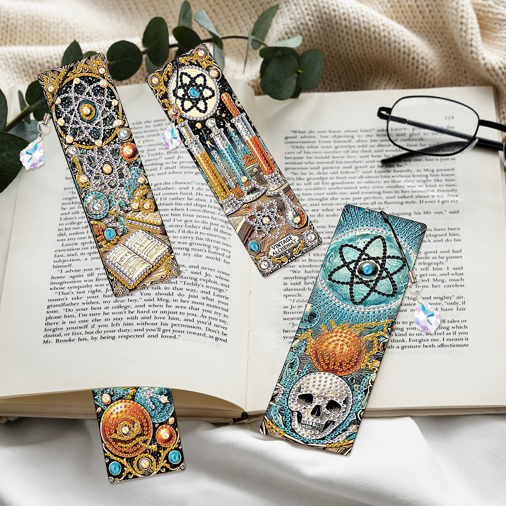 8Pcs DIY Skull Diamond Paintin - Resin Art Bookmark ulasan dan harga