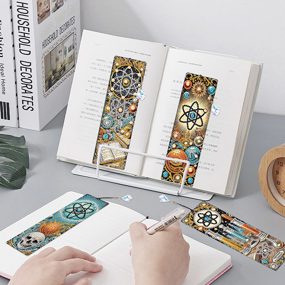 8Pcs DIY Skull Diamond Paintin - Resin Art Bookmark ulasan dan harga