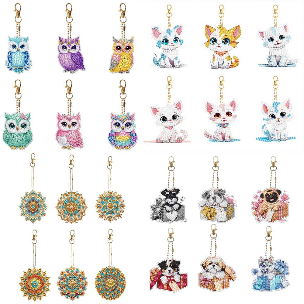 6-piece/set DIY Diamond Keycha - Resin Art Canvas ulasan dan harga