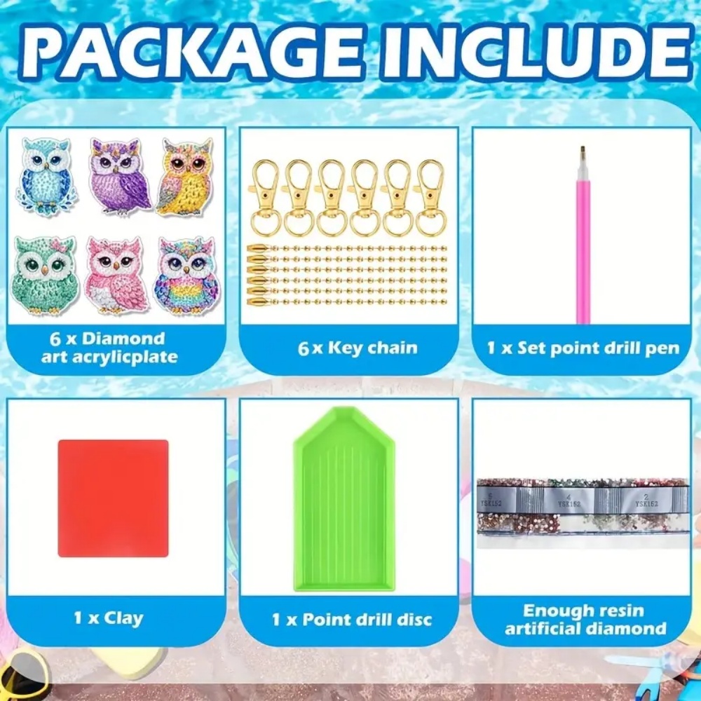 6-piece/set DIY Diamond Keycha - Resin Art Canvas ulasan dan harga