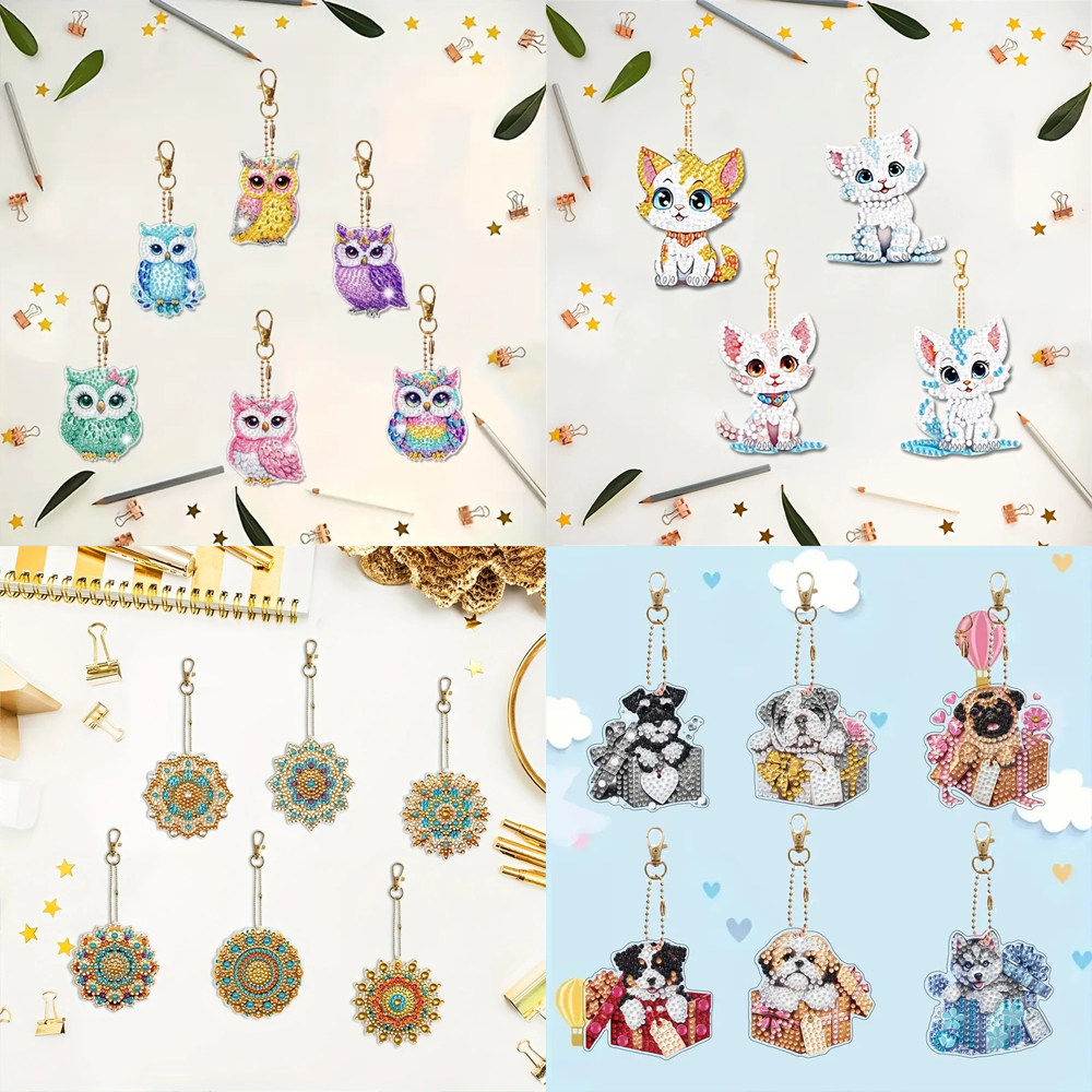 6-piece/set DIY Diamond Keycha - Resin Art Canvas ulasan dan harga