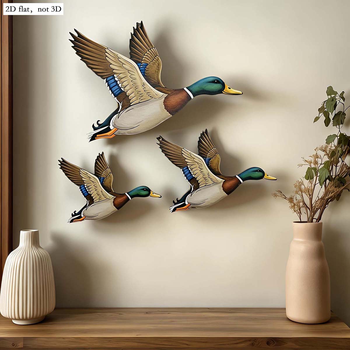 3Pcs Wild Duck Wall Arts Uniqu - Resin Art With Wood ulasan dan harga