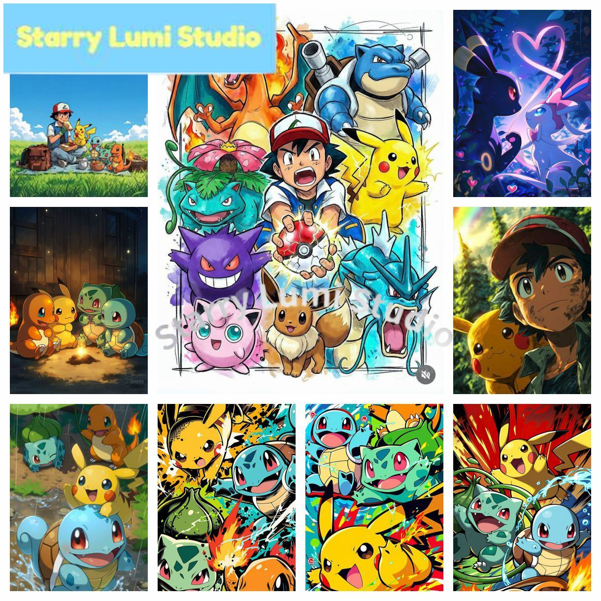 2026 New Pokémon Cute Pikachu  - Resin Art Canvas ulasan dan harga