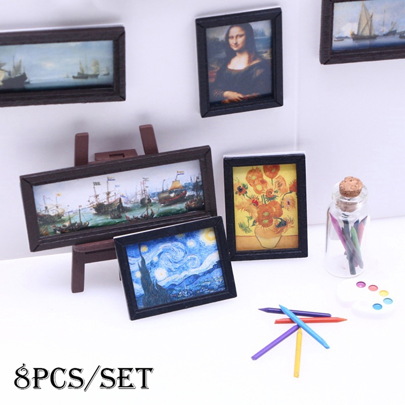 8Pcs 1:12 Dollhouse Vintage Oi - Resin Art With Wood ulasan dan harga