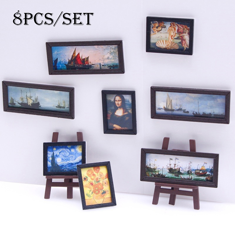 8Pcs 1:12 Dollhouse Vintage Oi - Resin Art With Wood ulasan dan harga