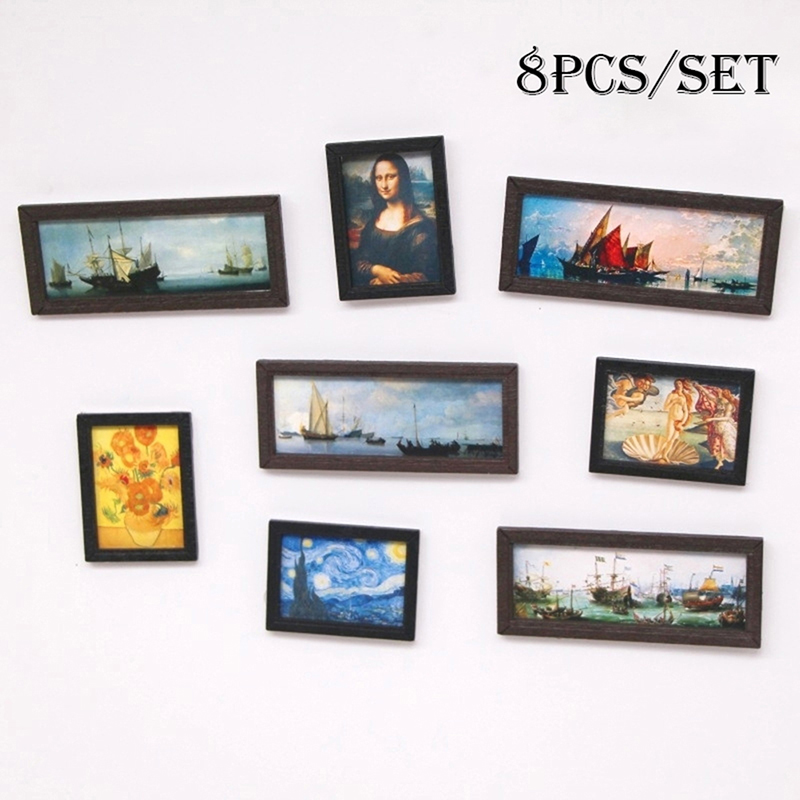 8Pcs 1:12 Dollhouse Vintage Oi - Resin Art With Wood ulasan dan harga
