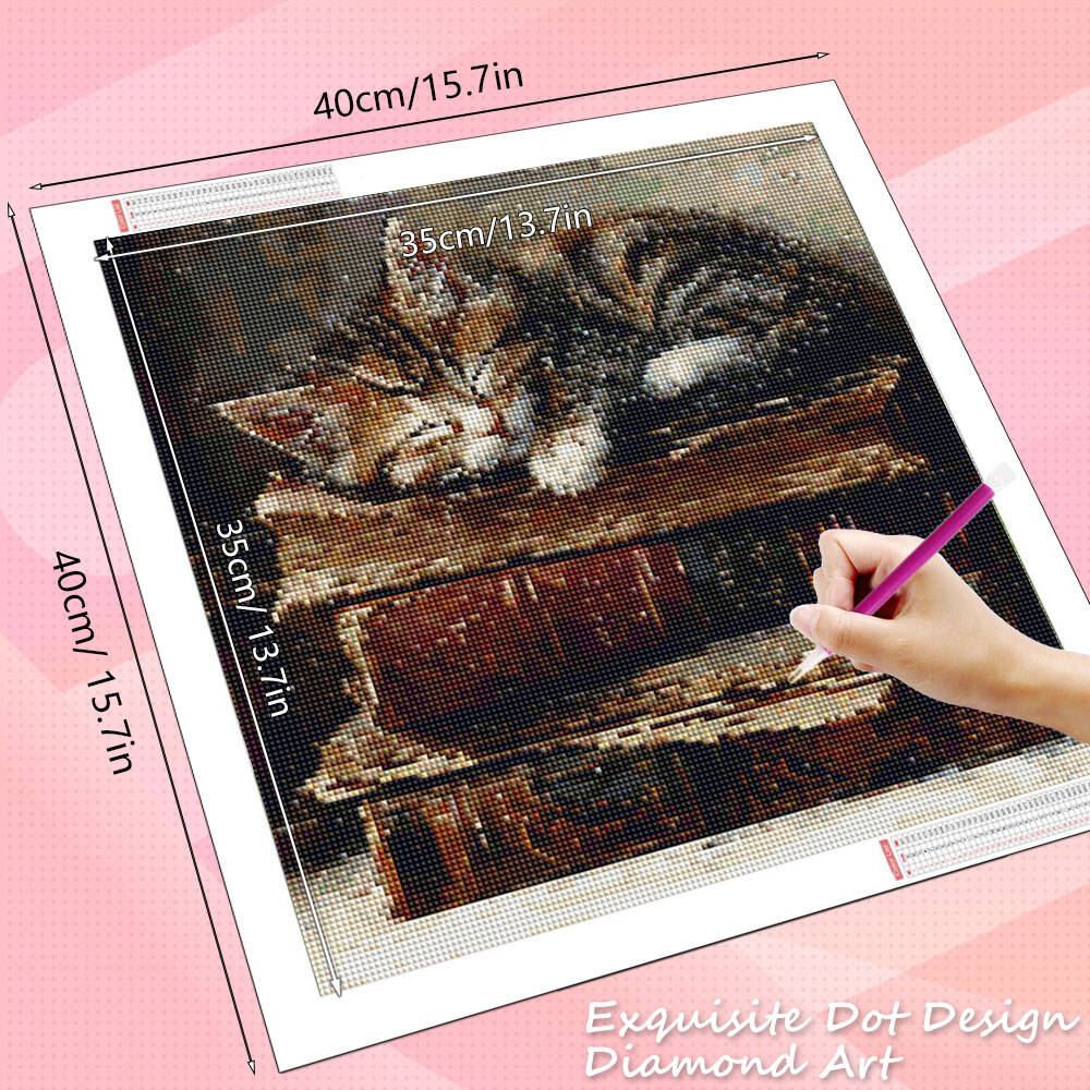 HUACAN 5D Diamond Painting Cat - Resin Art Guide Book ulasan dan harga