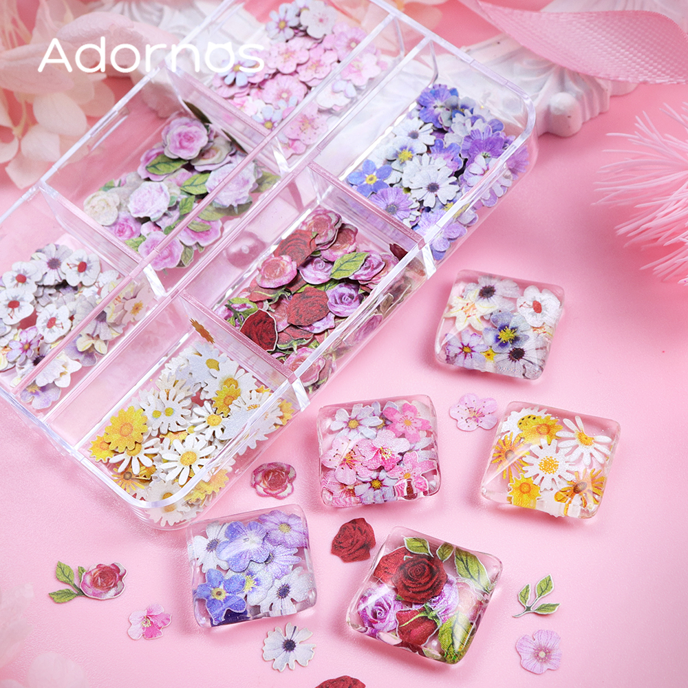 6 Grids Flowers Wood Pulp Chip - Resin Art With Wood ulasan dan harga