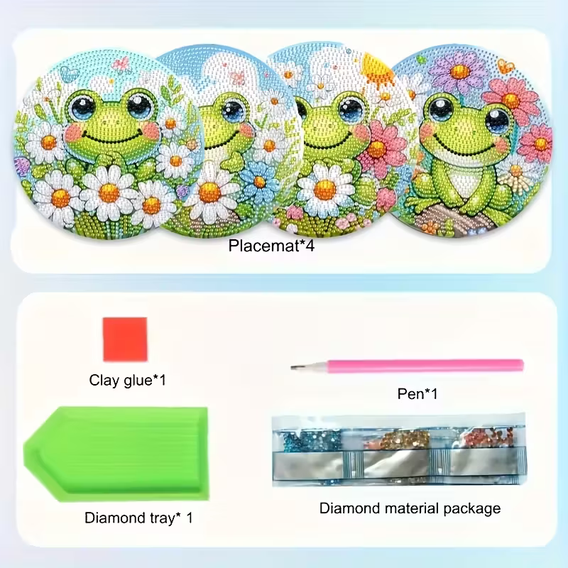 4-piece frog patterned wooden  - Resin Art With Wood ulasan dan harga