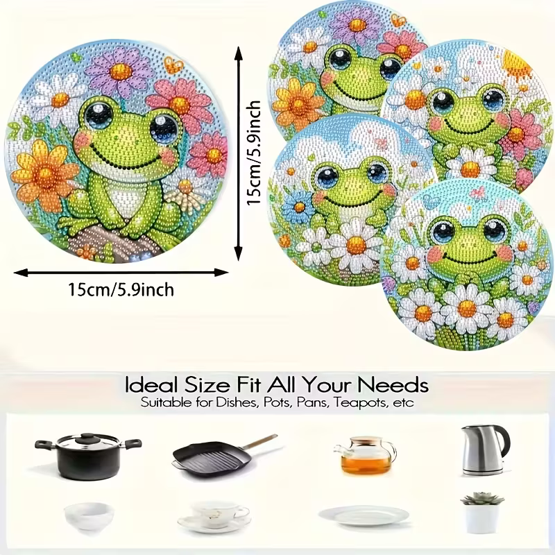 4-piece frog patterned wooden  - Resin Art With Wood ulasan dan harga