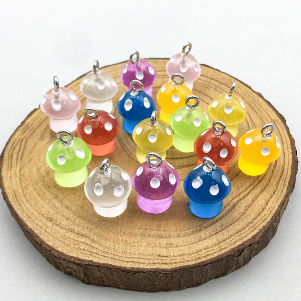 16pcs Luminous Mushroom Charms - Resin Art Materials Kit ulasan dan harga