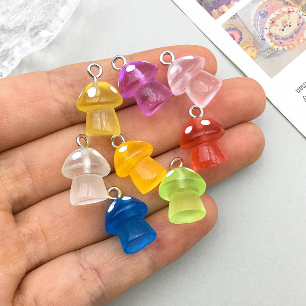 16pcs Luminous Mushroom Charms - Resin Art Materials Kit ulasan dan harga