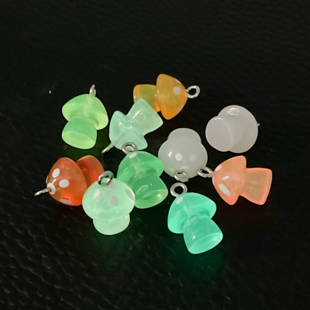 16pcs Luminous Mushroom Charms - Resin Art Materials Kit ulasan dan harga