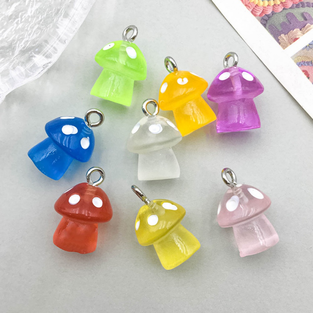 16pcs Luminous Mushroom Charms - Resin Art Materials Kit ulasan dan harga