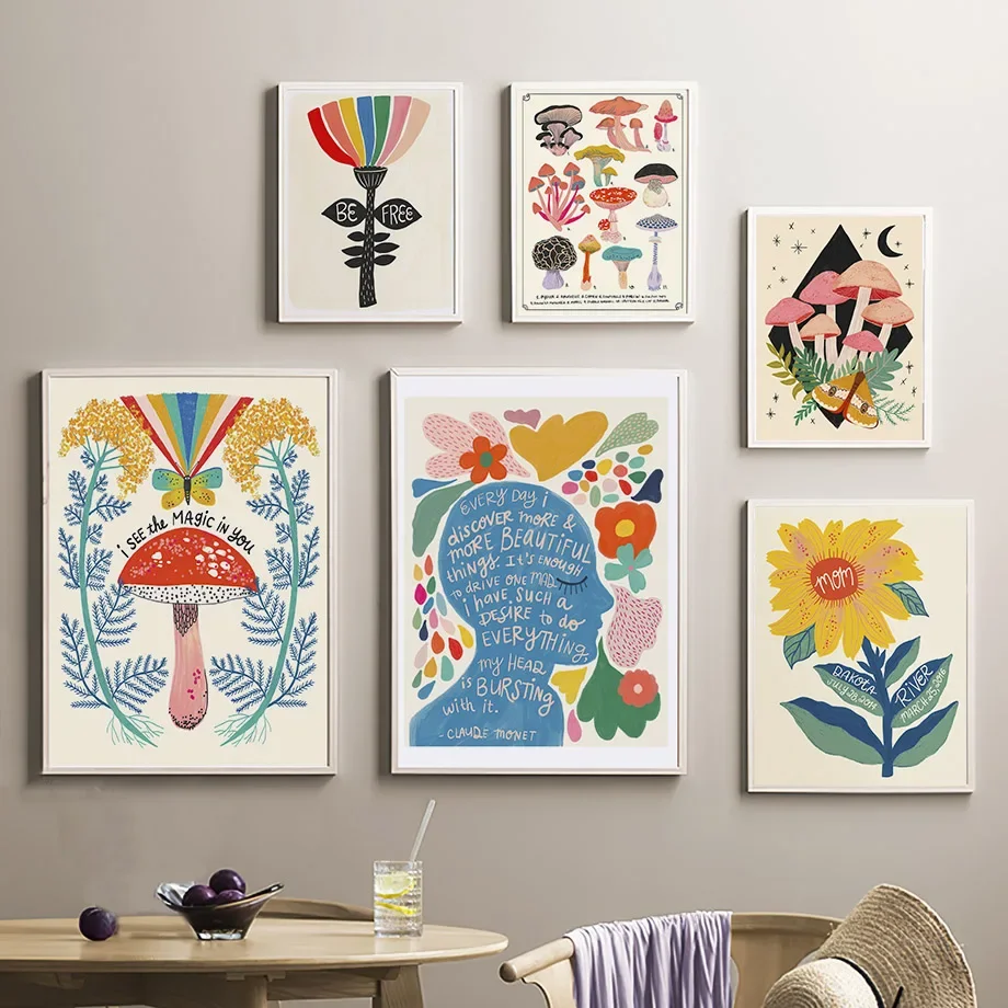 Boho Mushroom Butterfly Sunflo - Resin Art Quote ulasan dan harga