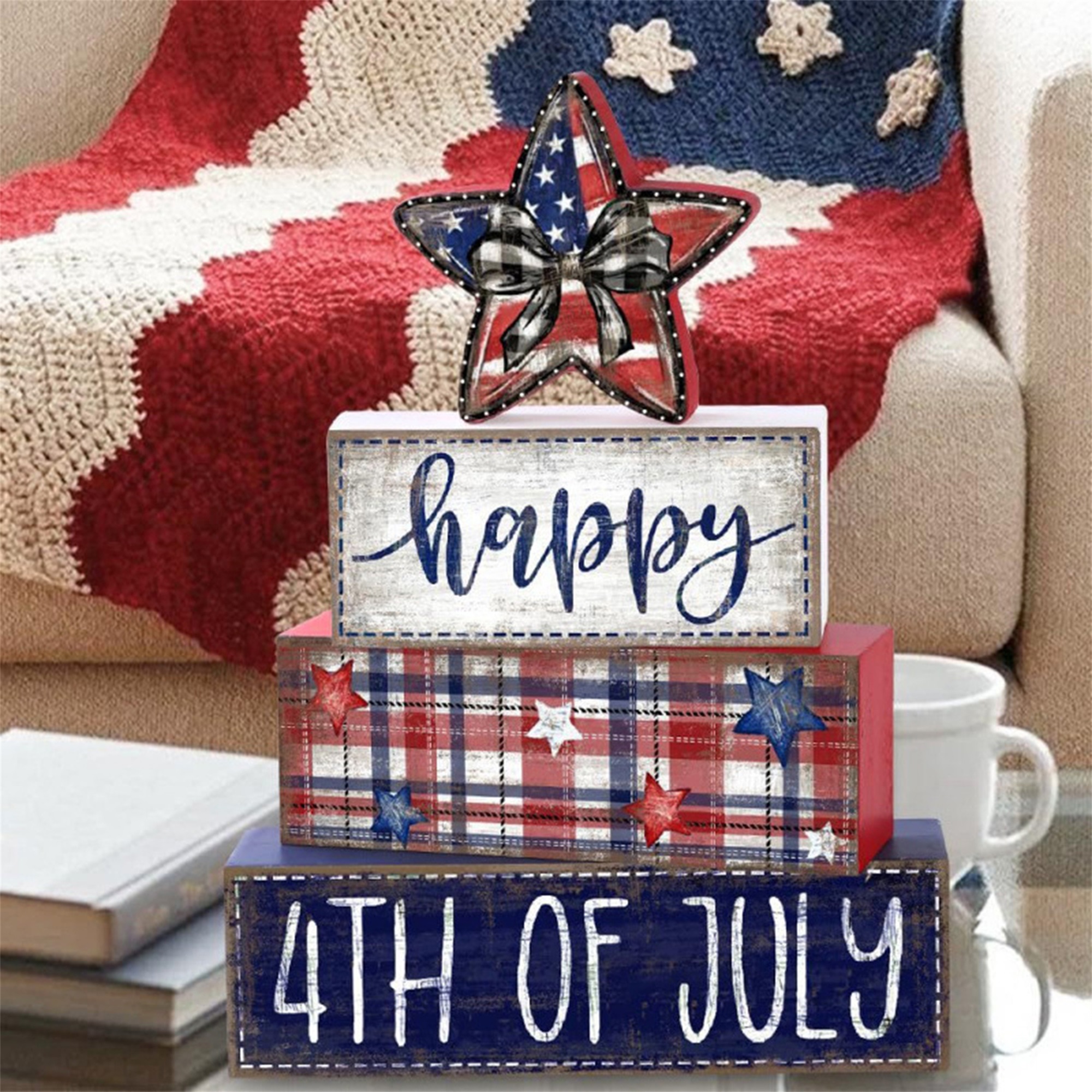 4th of July Wood Ornament Vint - Resin Art With Wood ulasan dan harga